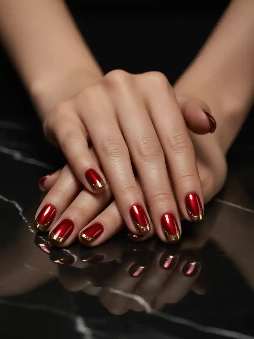 Metallic Red Chrome with Gold Accents