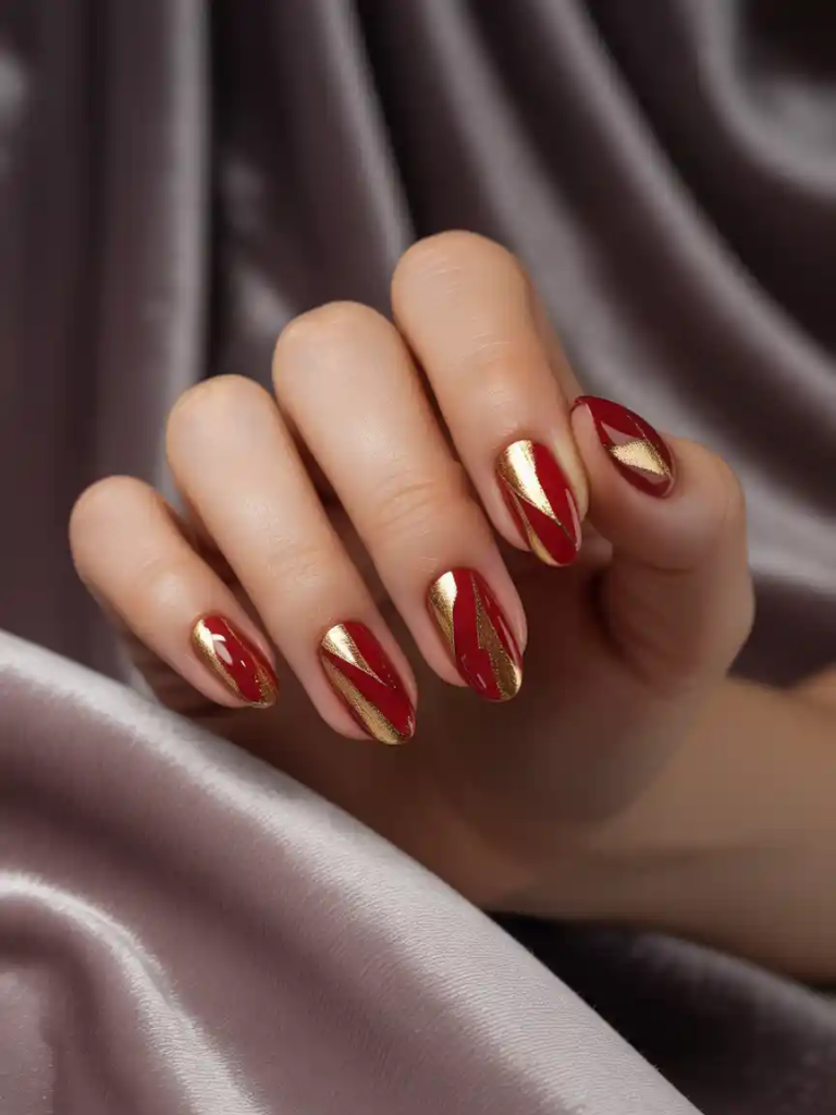 10 Stunning Red and Gold Nails