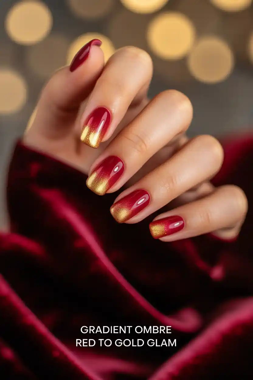 Gradient Ombre Red to Gold Glam