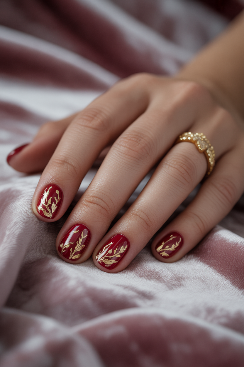 Deep Crimson Base with Gold Foil Accents