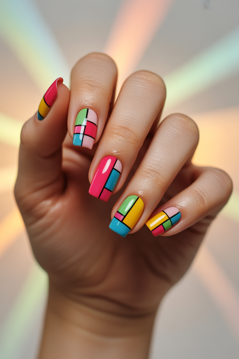 Geometric Blast Nail Design geometric blast nail