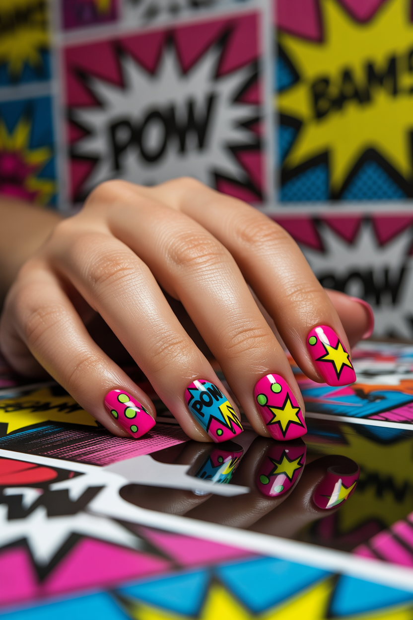 Neon Pop Art Nails Neon Pop Art Nails