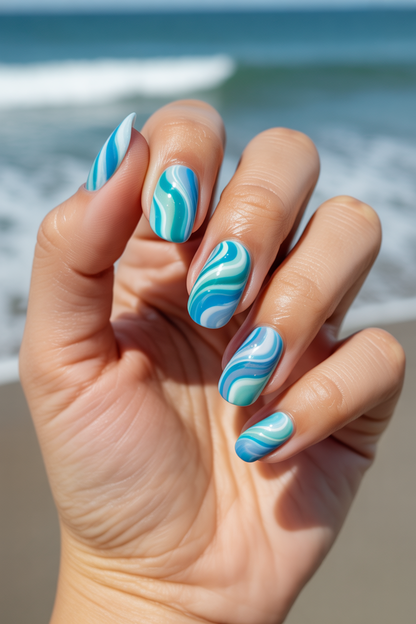 Ocean Swirl Nails Ocean Swirl Nails