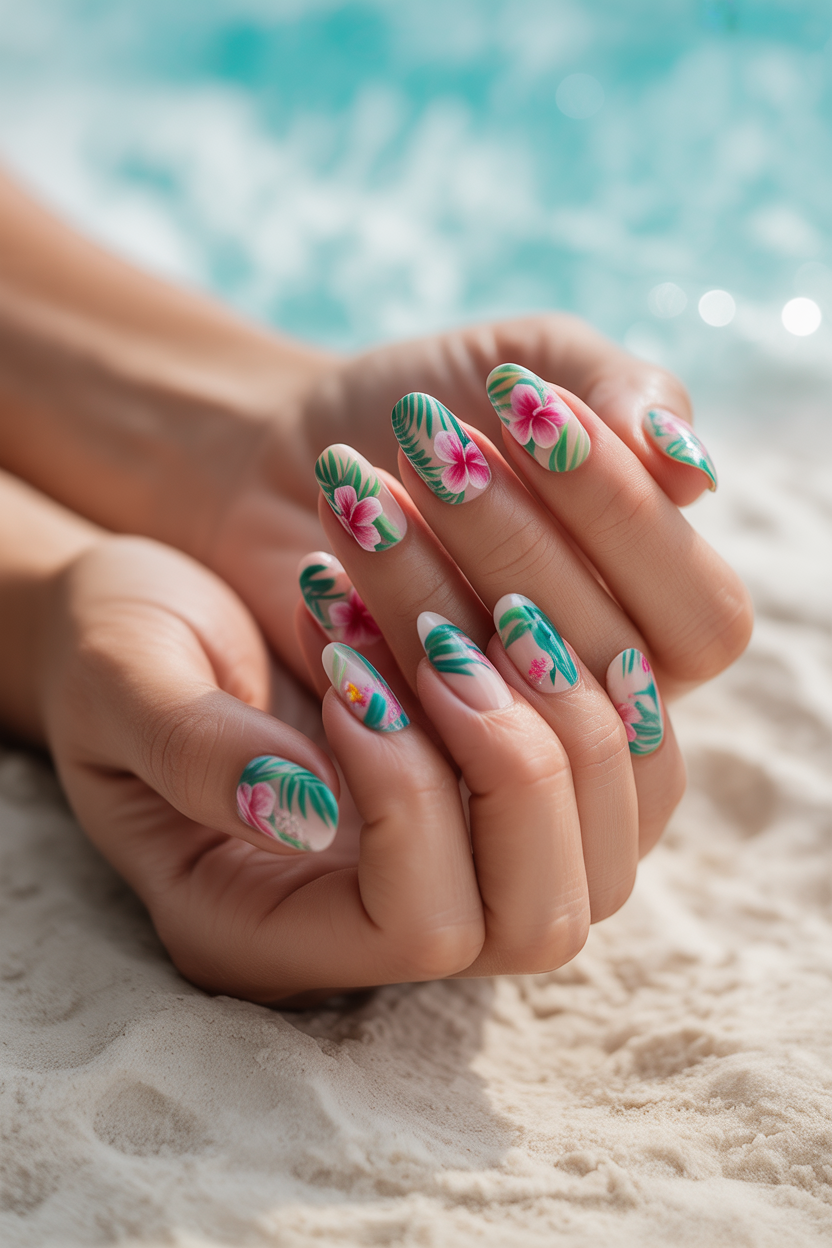 Tropical foloral Nails Tropical foloral Nails