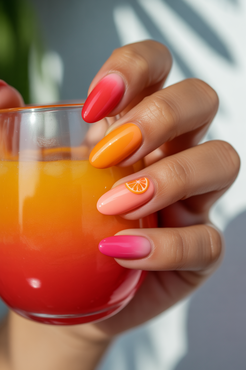 fruit punch inspired ombre nail art feat fruit punch inspired-ombre nail art feat