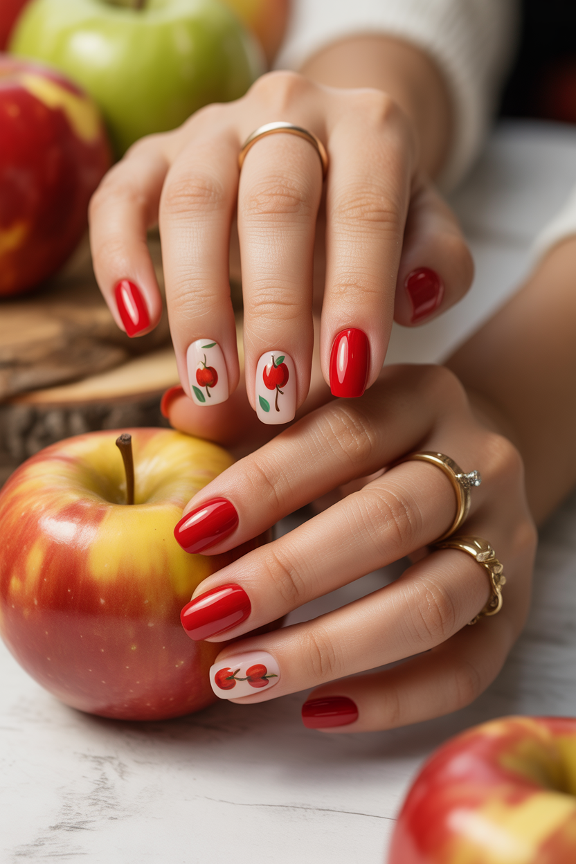 Apple Accent Nails Apple Accent Nails
