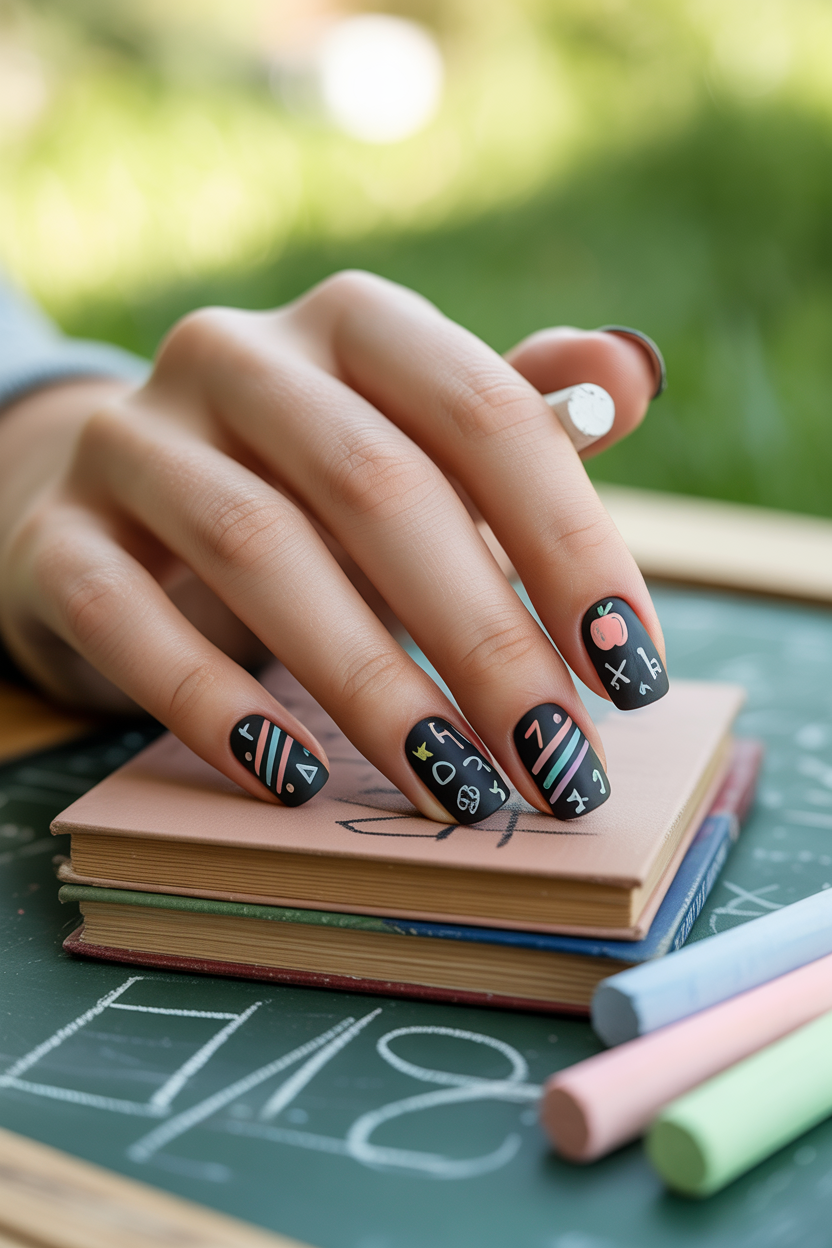 Back to School Chalkboard Nails Back to School Chalkboard Nails
