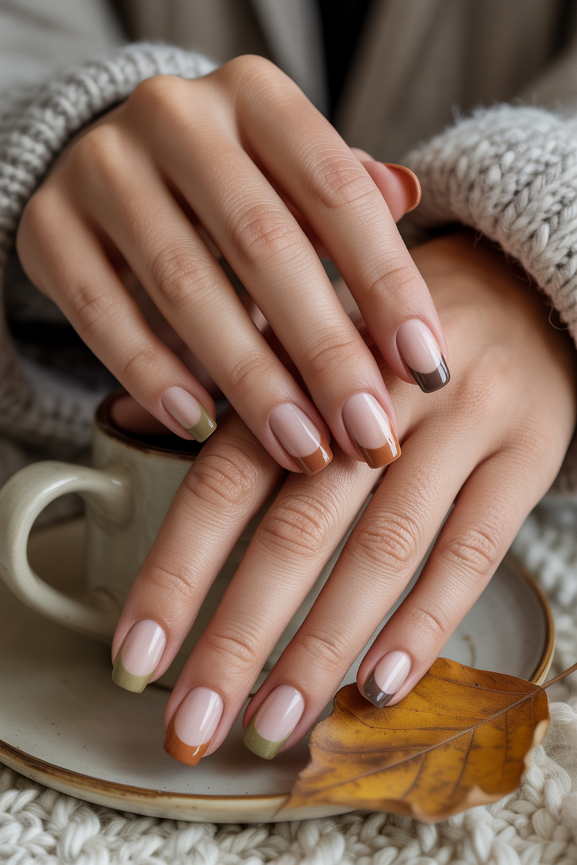 Earth-Tone French Manicure