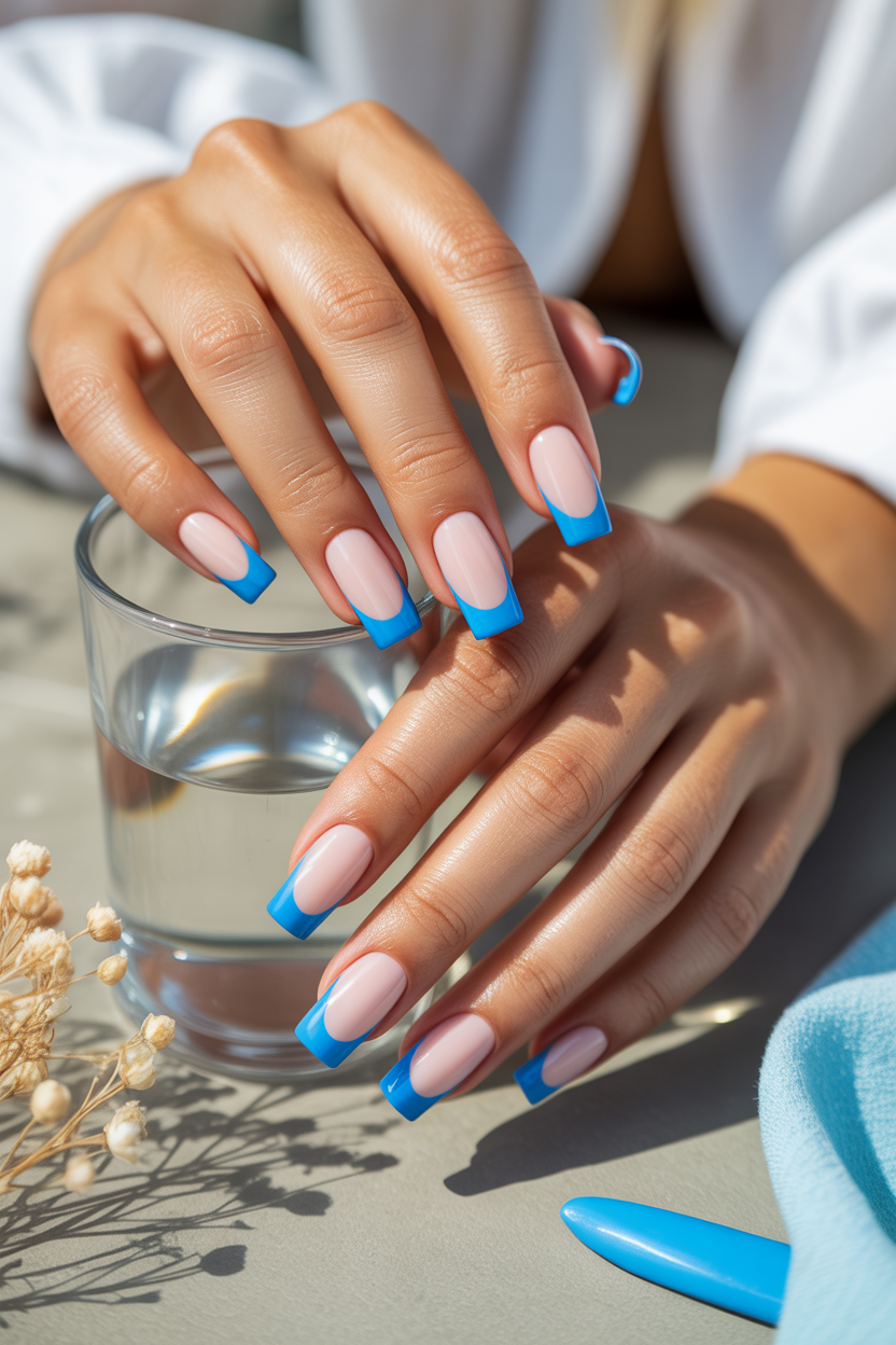 Electric Blue French Tips Electric Blue French Tips