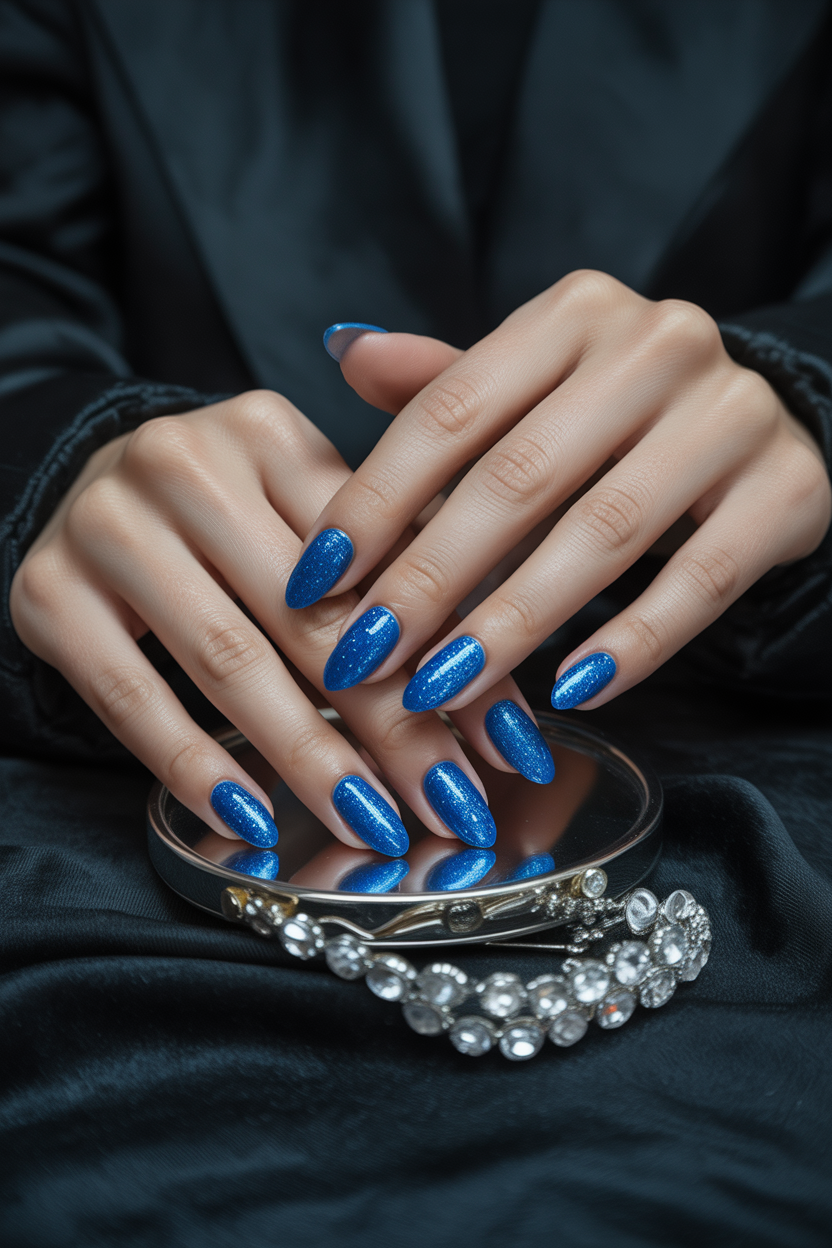 Electric Blue Glitter Nails Electric Blue Glitter Nails