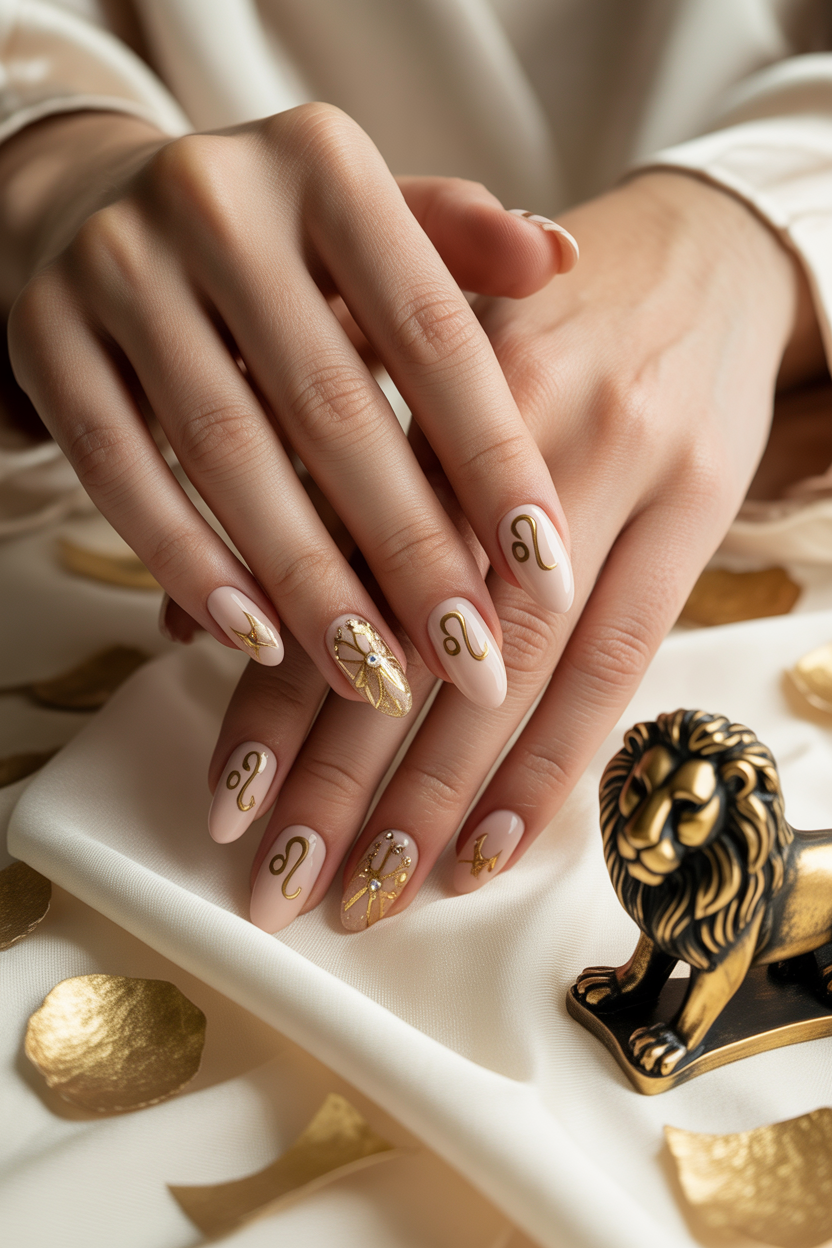 Foil Leo Crown Nail