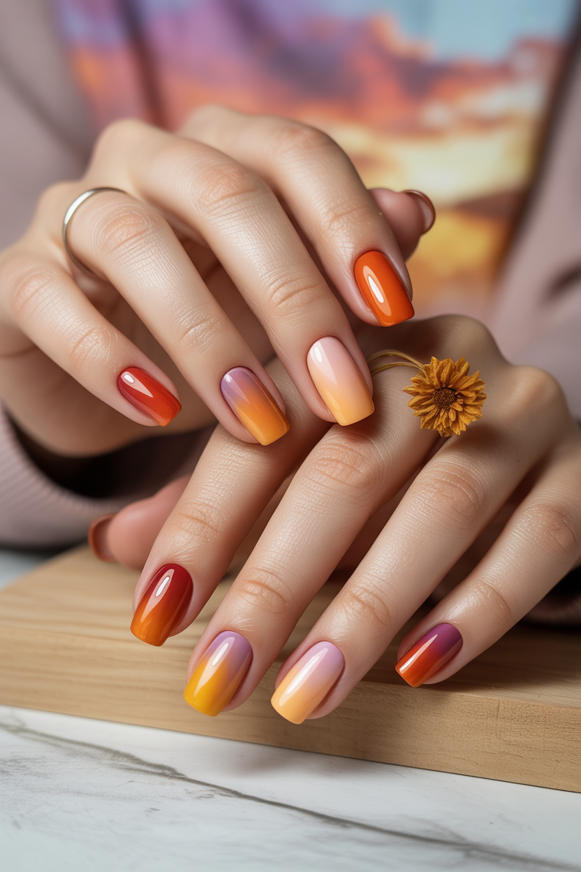 Gradient Sunset Nails Gradient Sunset Nails