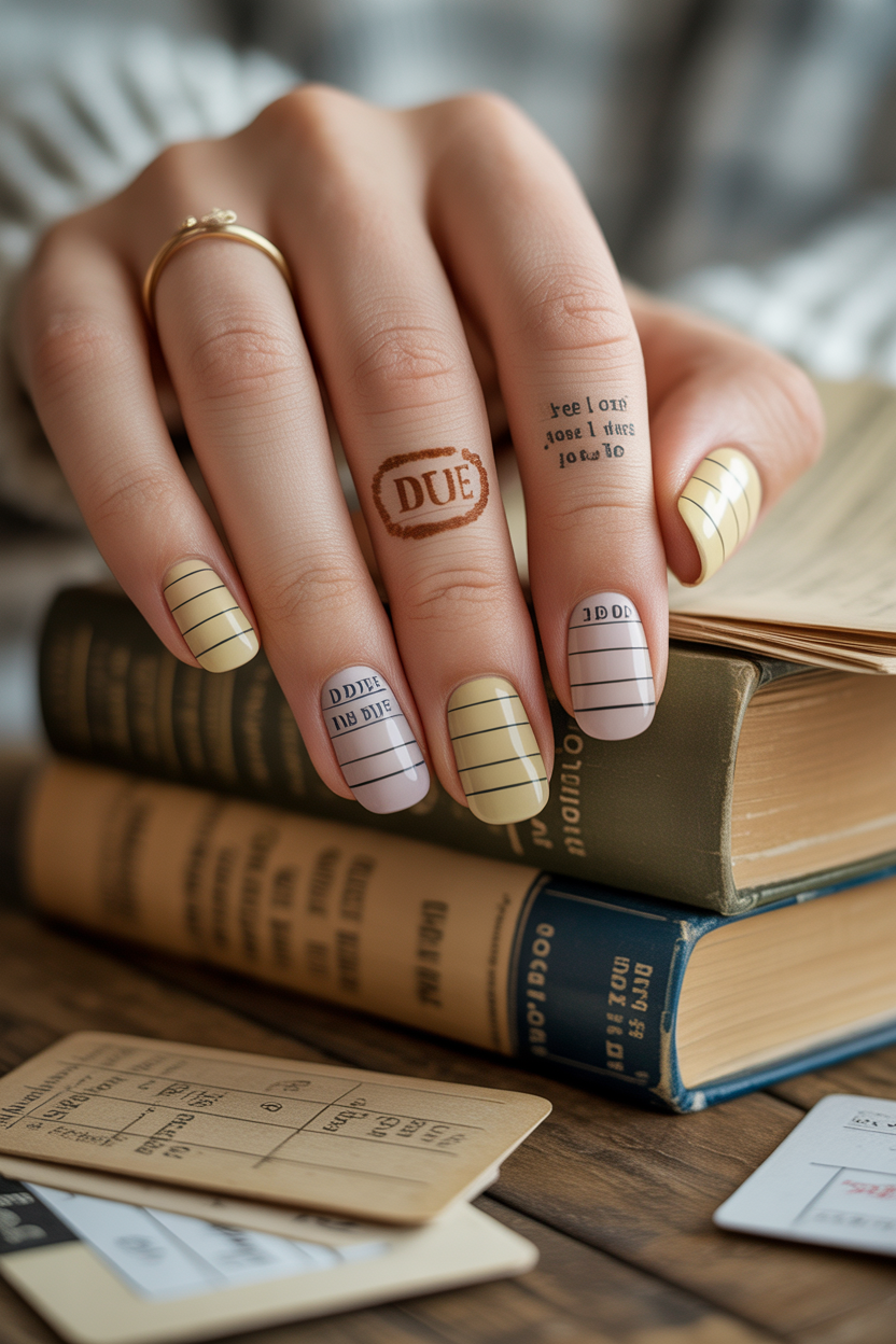 Library Card Nails Library Card Nails