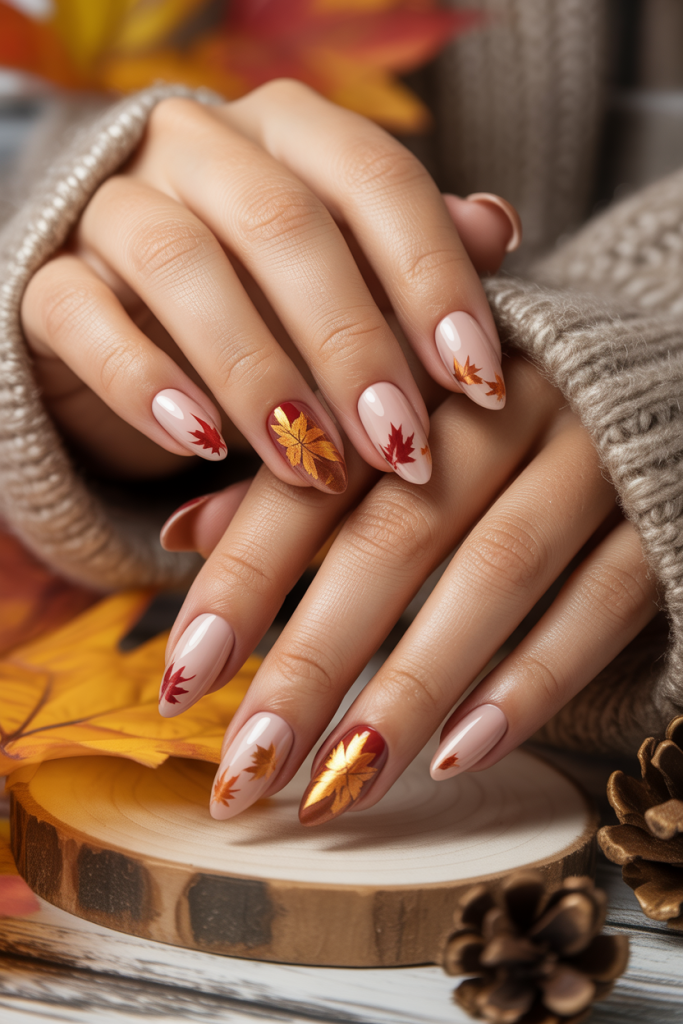 Maple Leaf Foil Nails