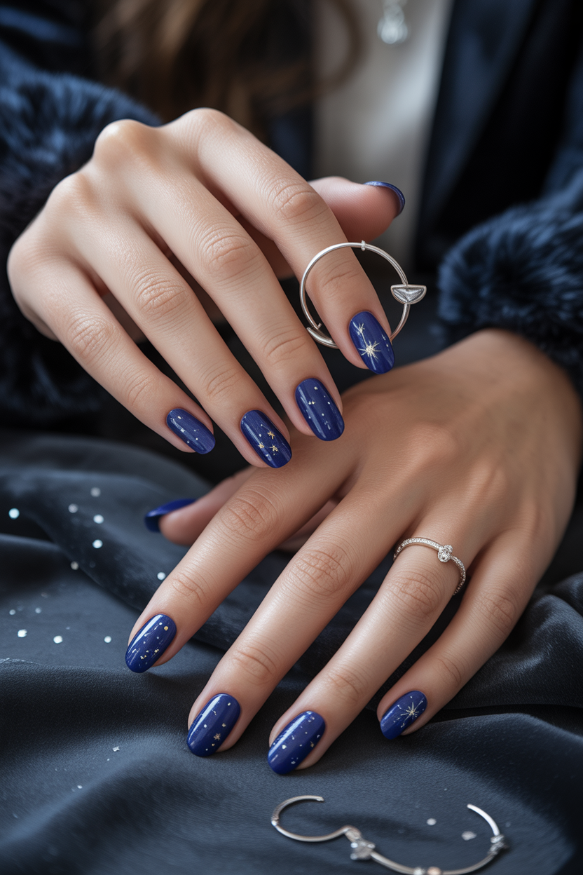 Midnight Blue Starry Nails Midnight Blue Starry Nails