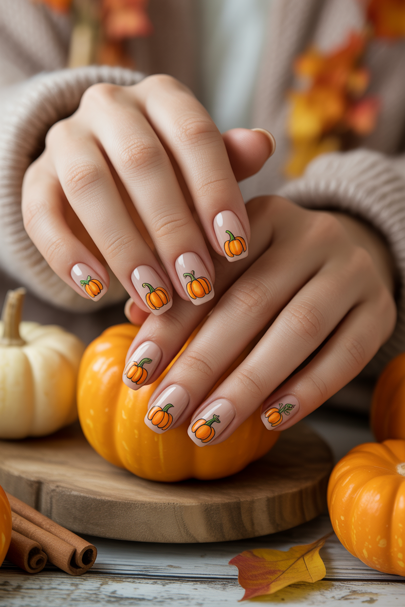 Pumpkin Nail Art Pumpkin Nail Art