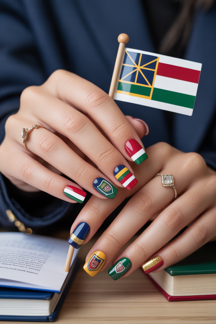 School Flag Nails School Flag Nails