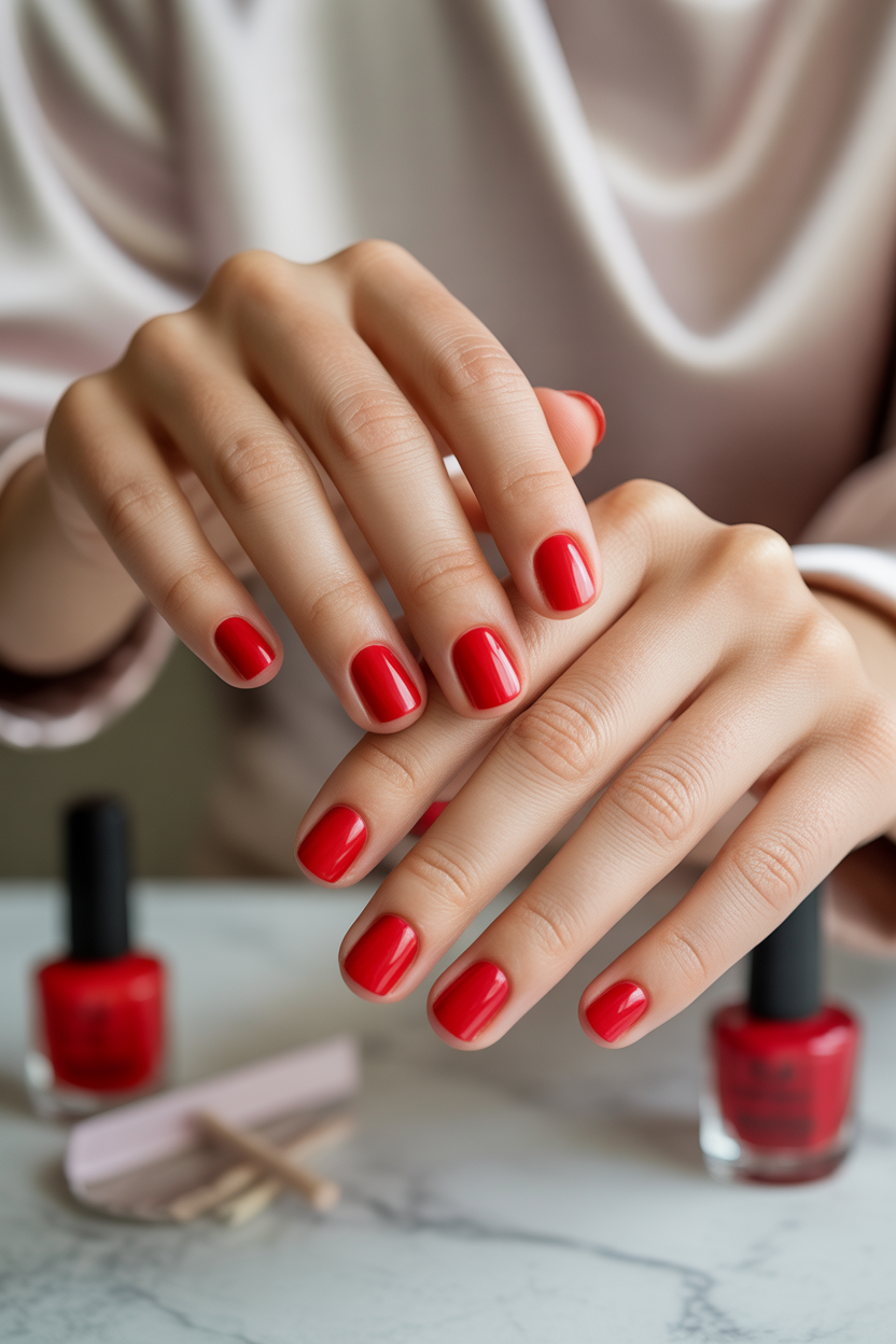 Short Red Nails