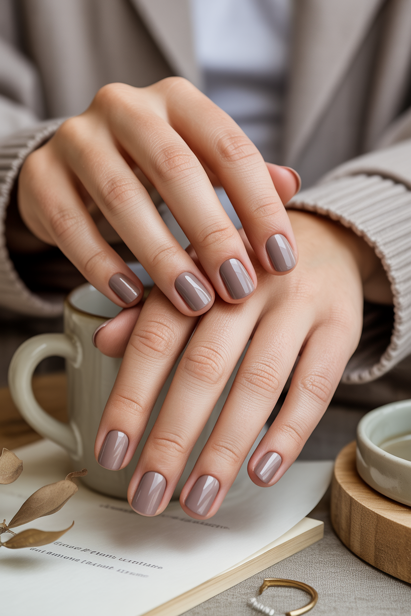 Short Taupe Nails
