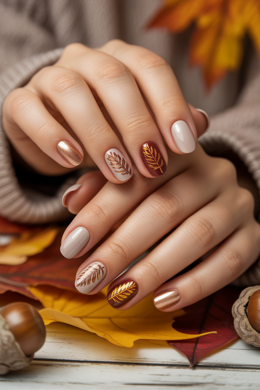 Stamping Leaf Nails Stamping Leaf Nails
