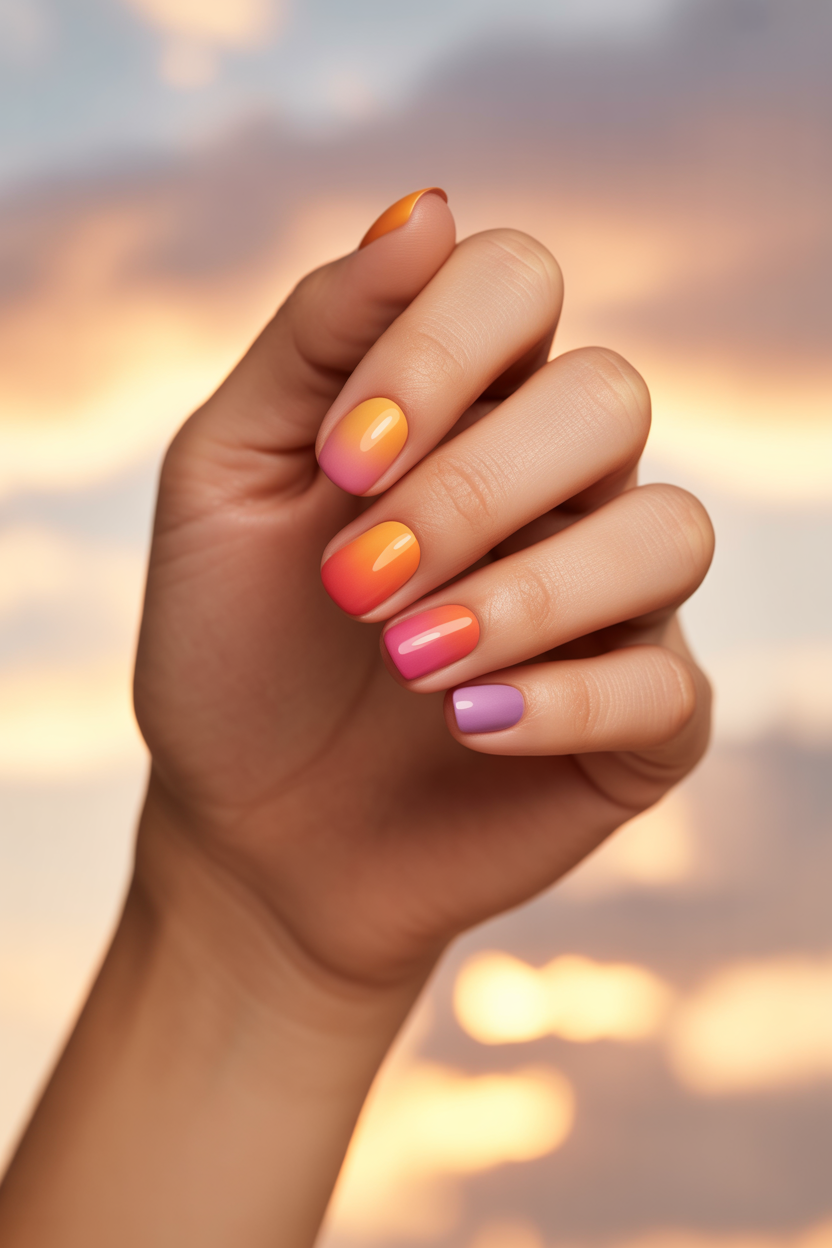 Sunset Ombre for Short Nails Sunset Ombre for Short Nails