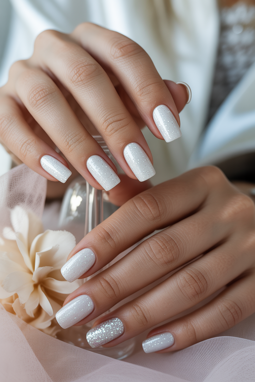 White Glitter Nails White Glitter Nails
