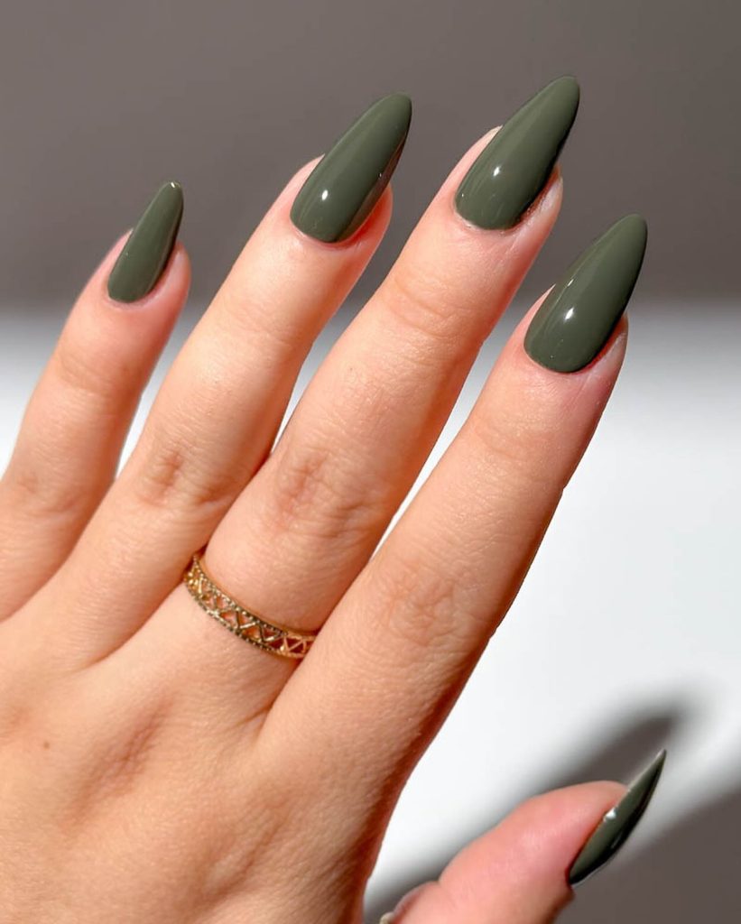 Clear Base with Matte Olive Green Half-Moon