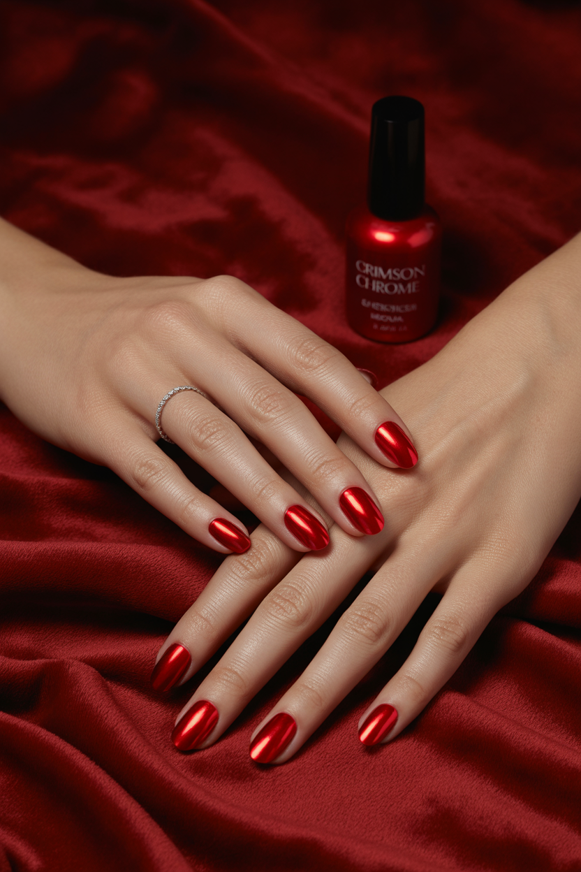 red chrome nails