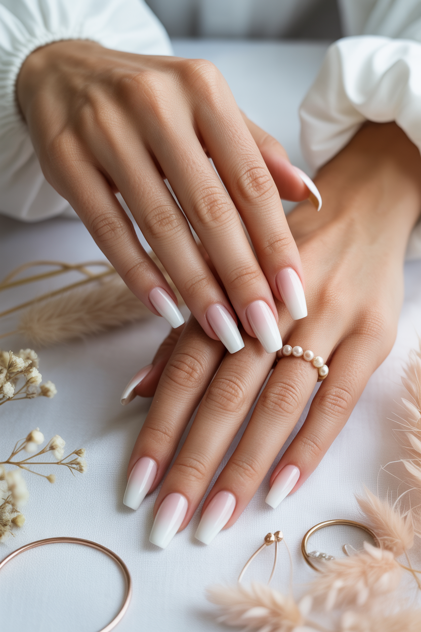 white ombre tip nails white ombré tip nails