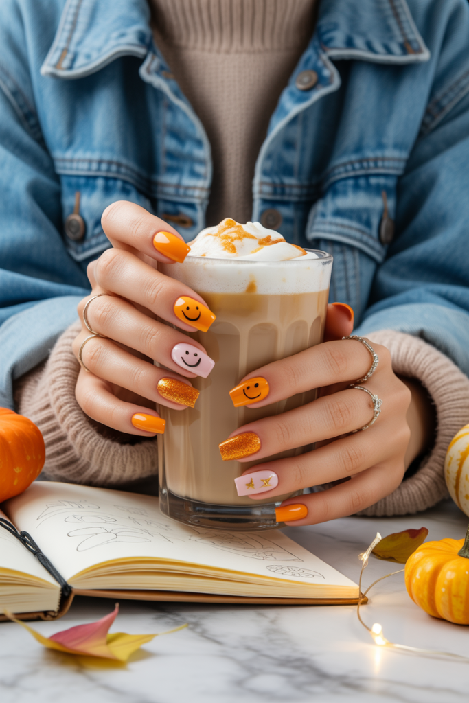 Bright Orange Smiley Tips