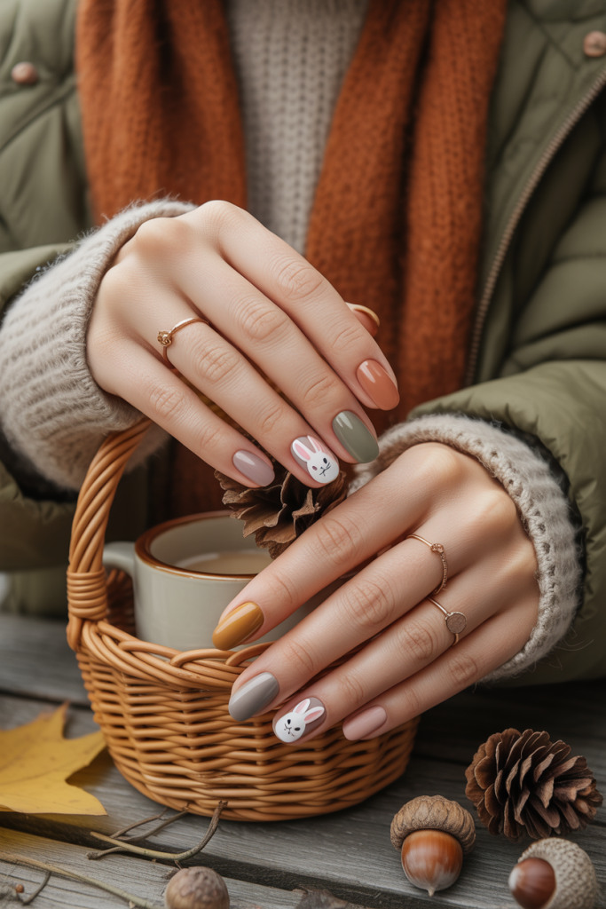 Bunny in Autumn Forest Nails