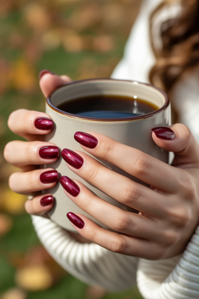 Burgundy Chrome Nails