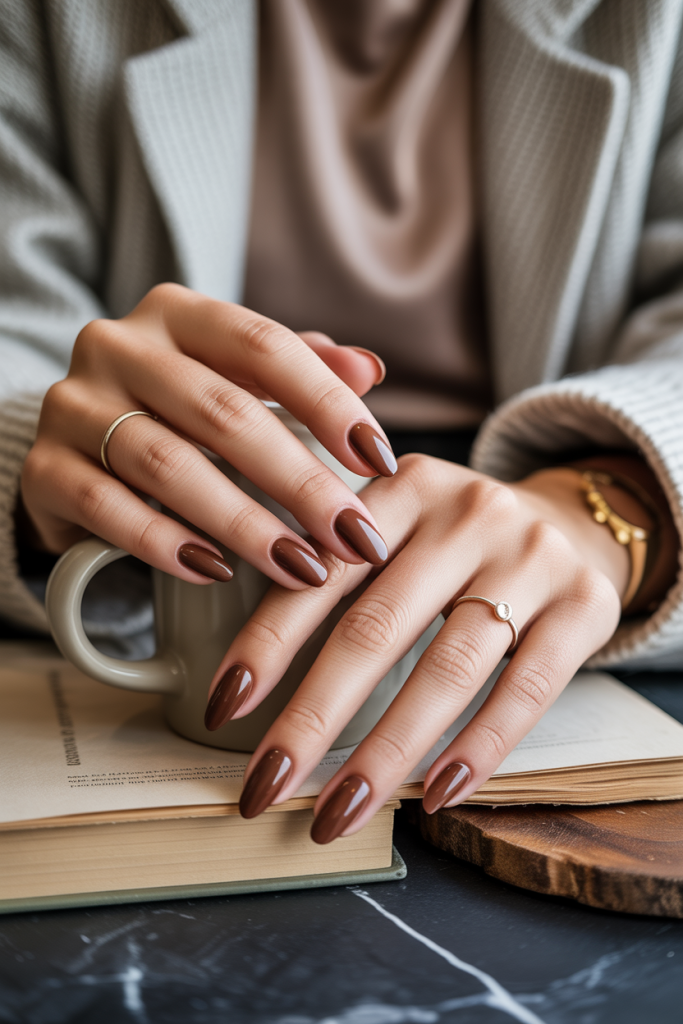 Chocolate Almond Acrylic Nails
