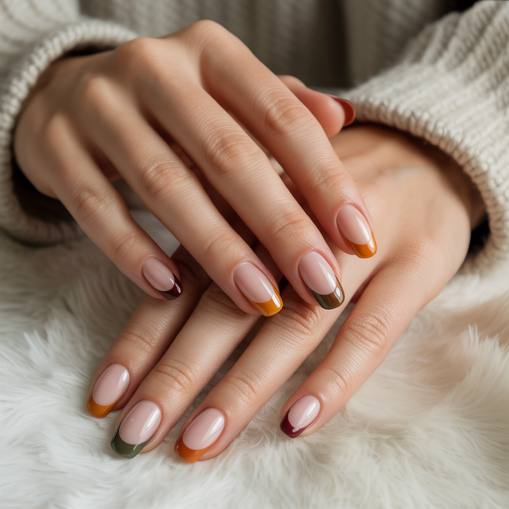 Chrome French Tips in Autumn Shades