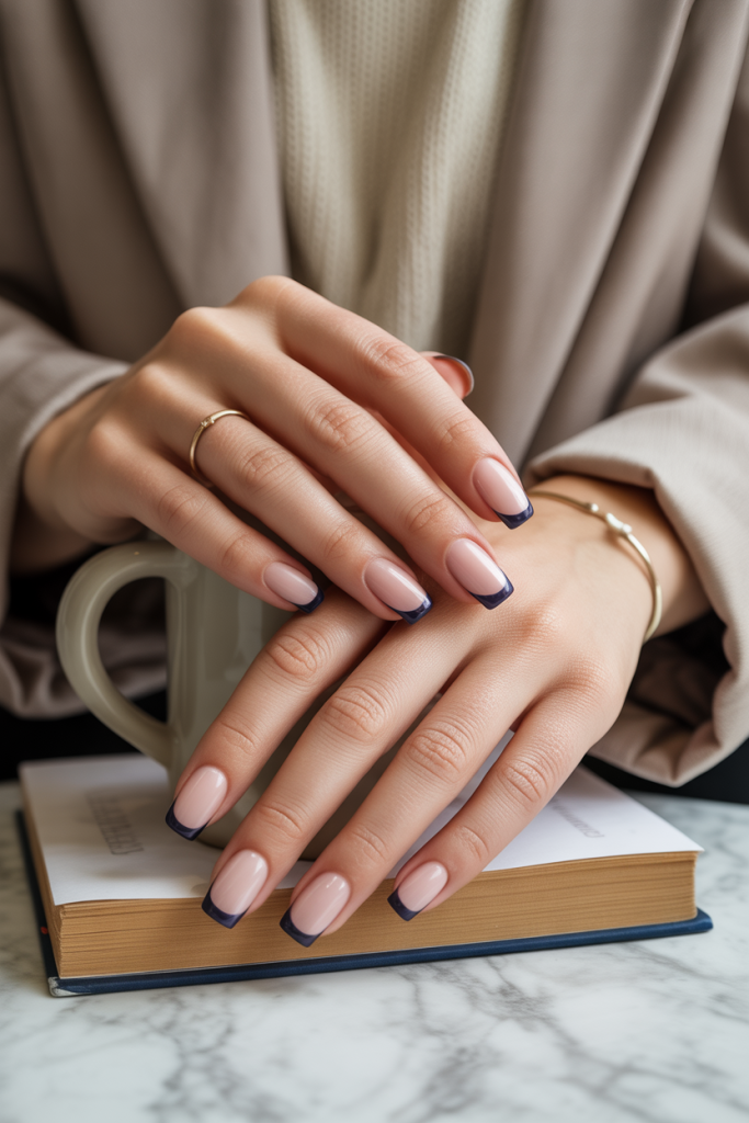 Dark Navy French Tips