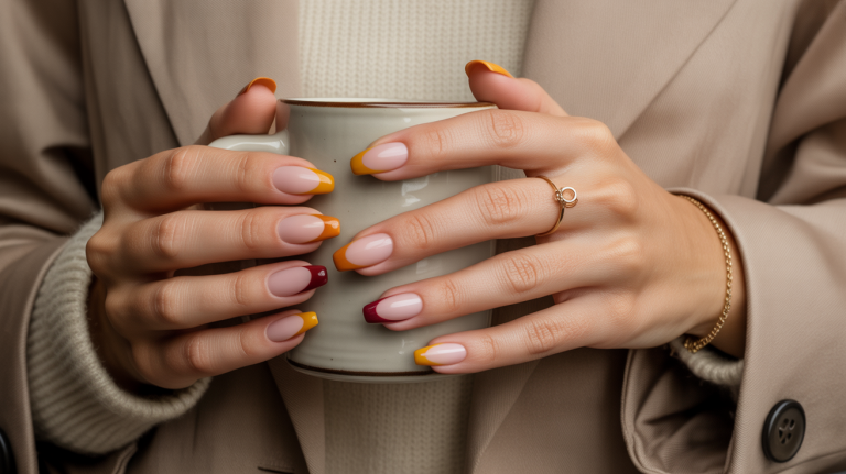Fall french tip nails