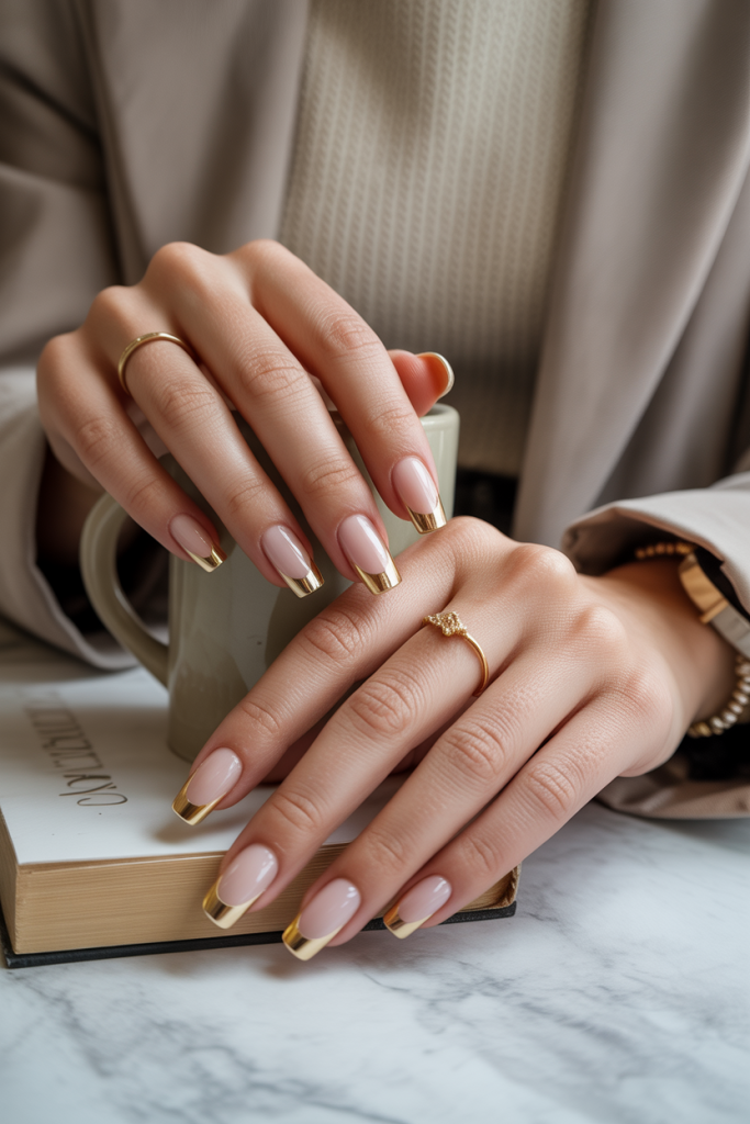 Gold Chrome French Tips