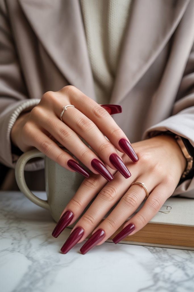 Long Burgundy Acrylics
