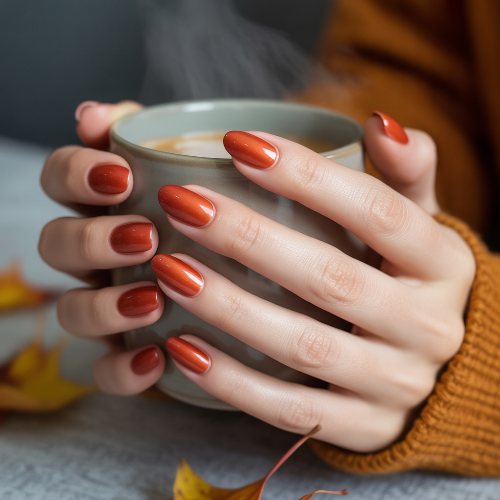 Maple Red Chrome Nails