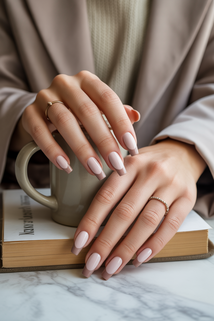 Matte Taupe French Tips