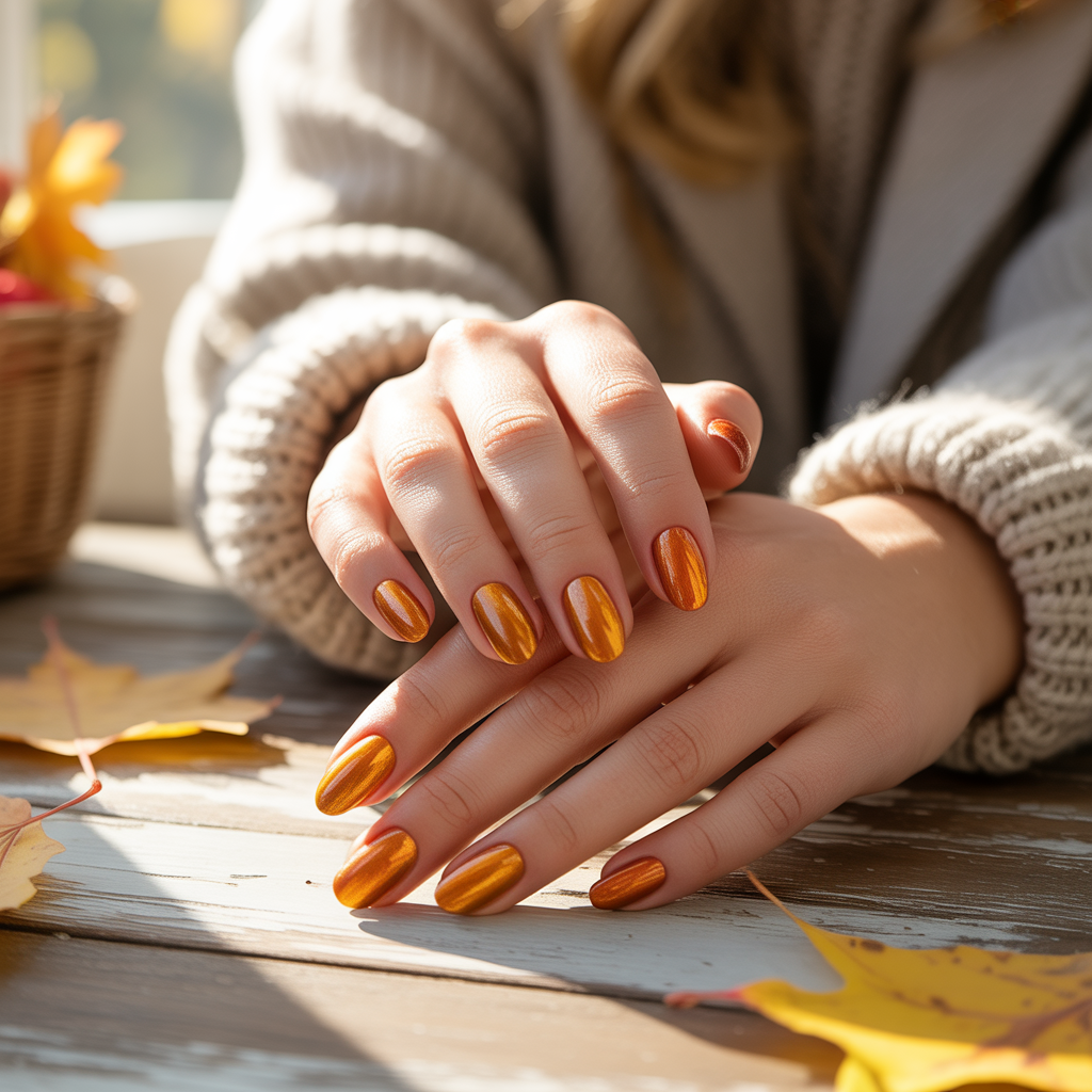 Metallic Amber Nails