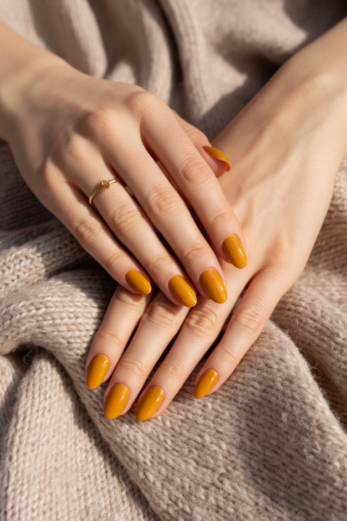 Mustard Yellow Gel Nails