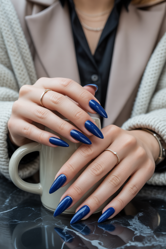Navy Blue Acrylic Stilettos