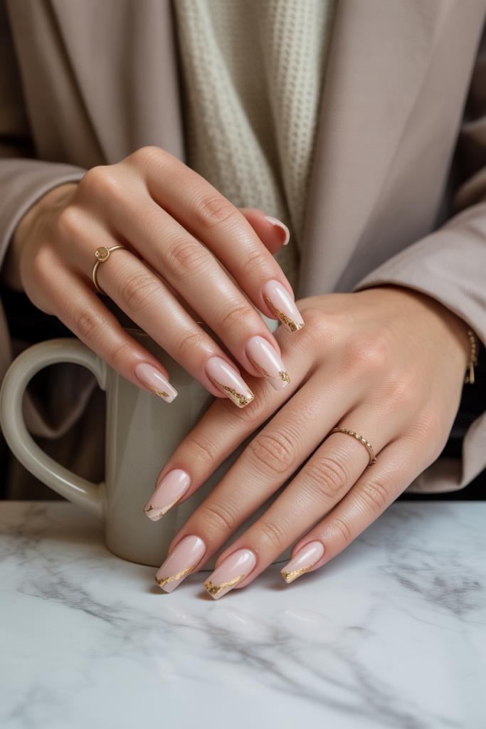Nude Acrylics with Gold Foil