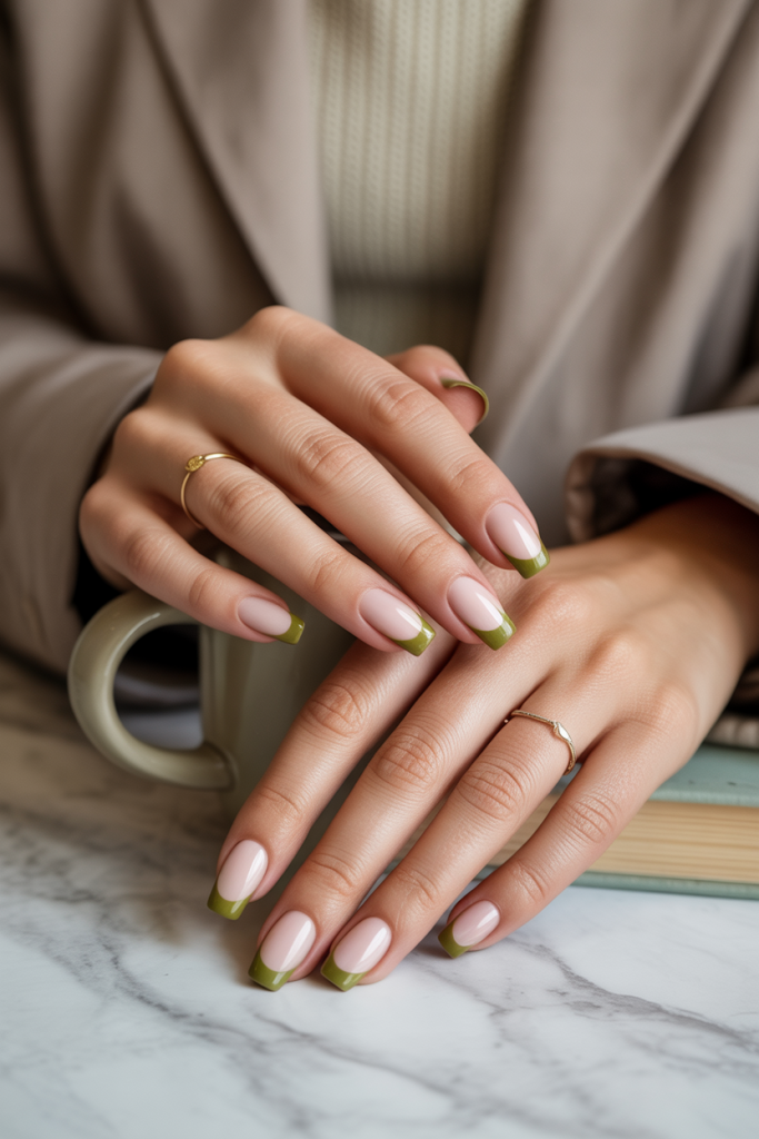 Olive Green French Tips