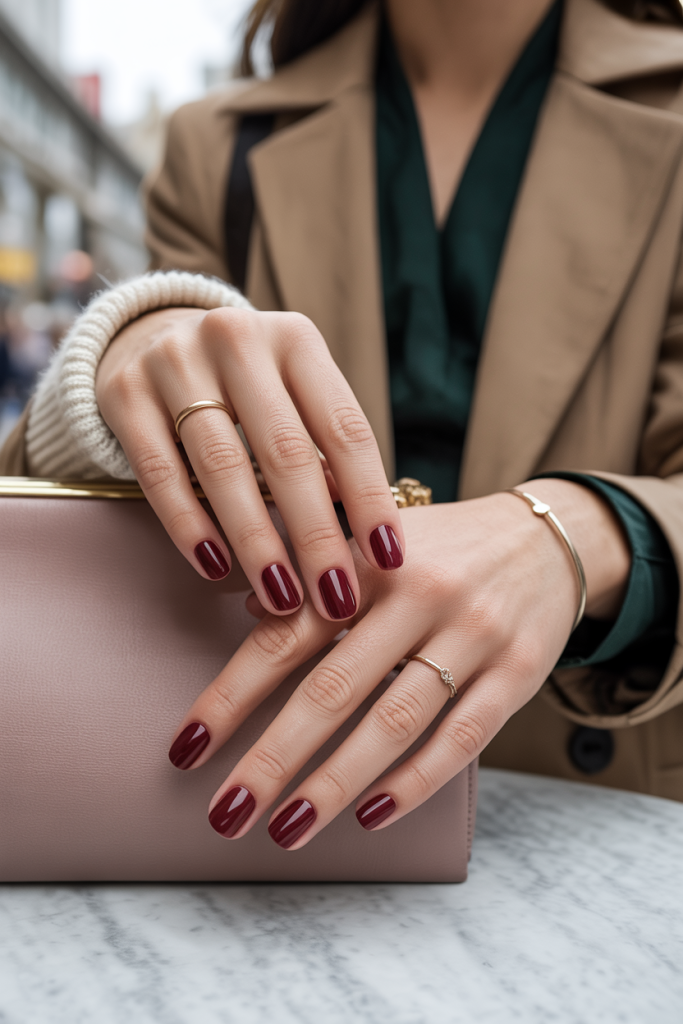 Simple Maroon Nails
